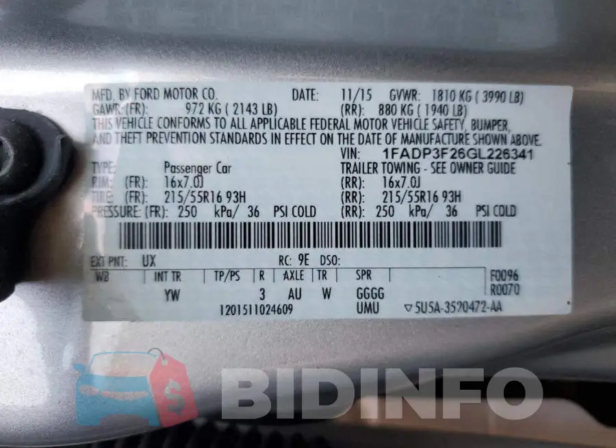 1FADP3F26GL226341 Photo# 12