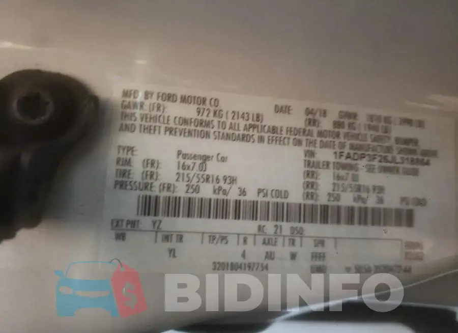 1FADP3F26JL318864 Photo# 12