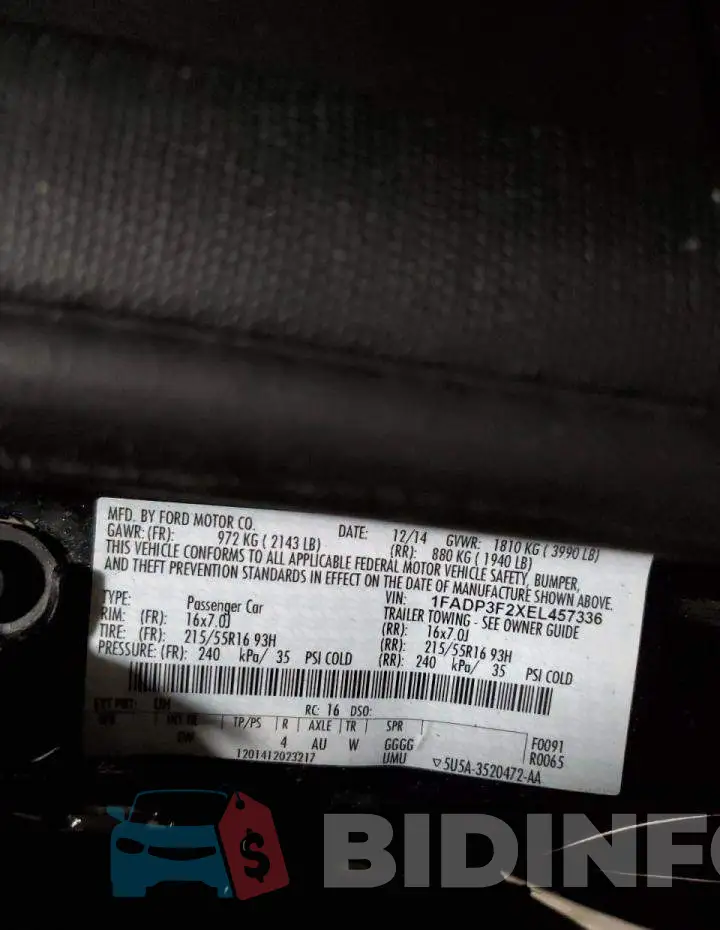 1FADP3F2XEL457336 Photo# 12