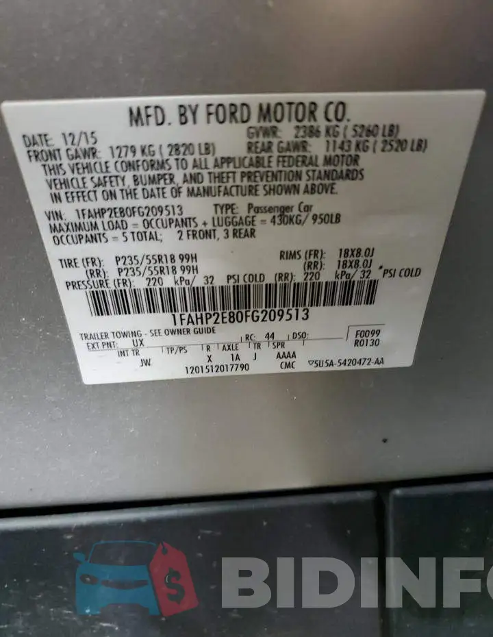 1FAHP2E80FG209513 Photo# 13
