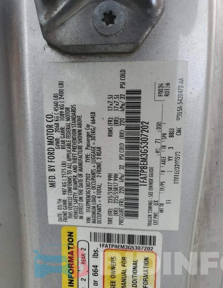 1FATP8EM3G5307202 Photo# 12