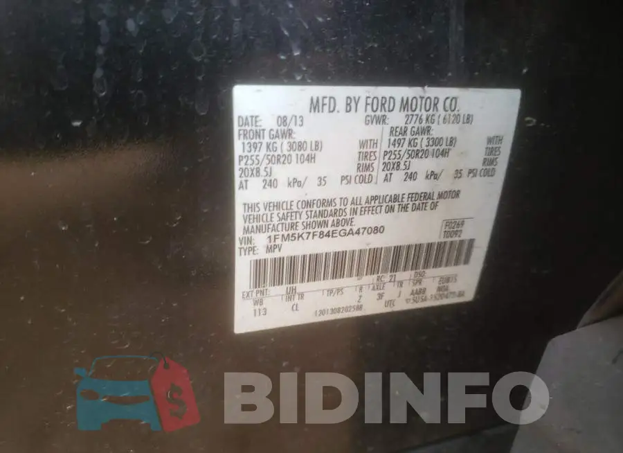 1FM5K7F84EGA47080 Photo# 13