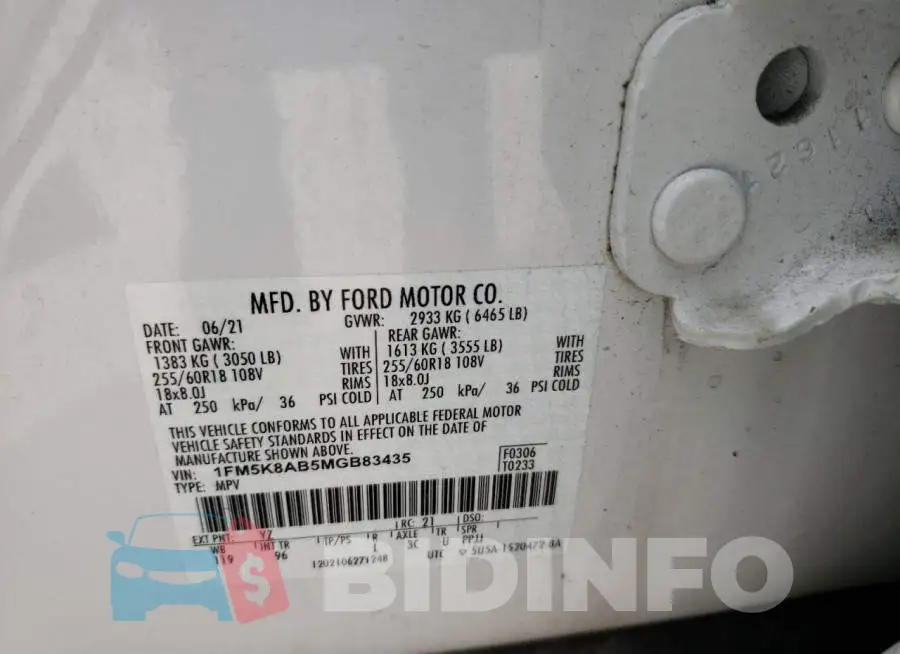 1FM5K8AB5MGB83435 Photo# 14
