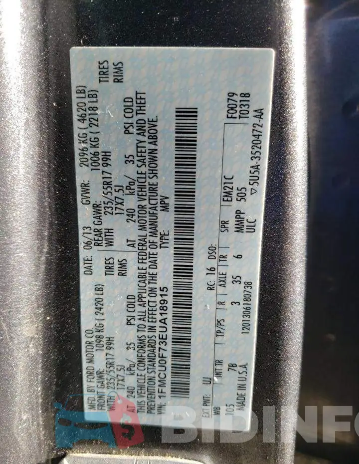 1FMCU0F73EUA18915 Photo# 13