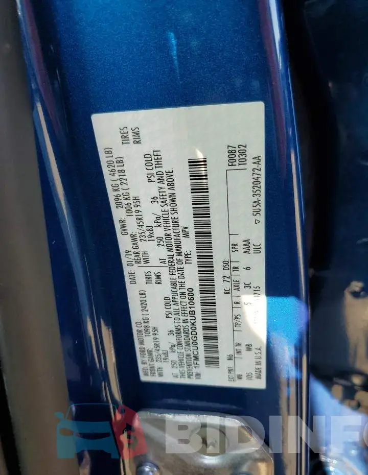 1FMCU0GD0KUB10600 Photo# 13