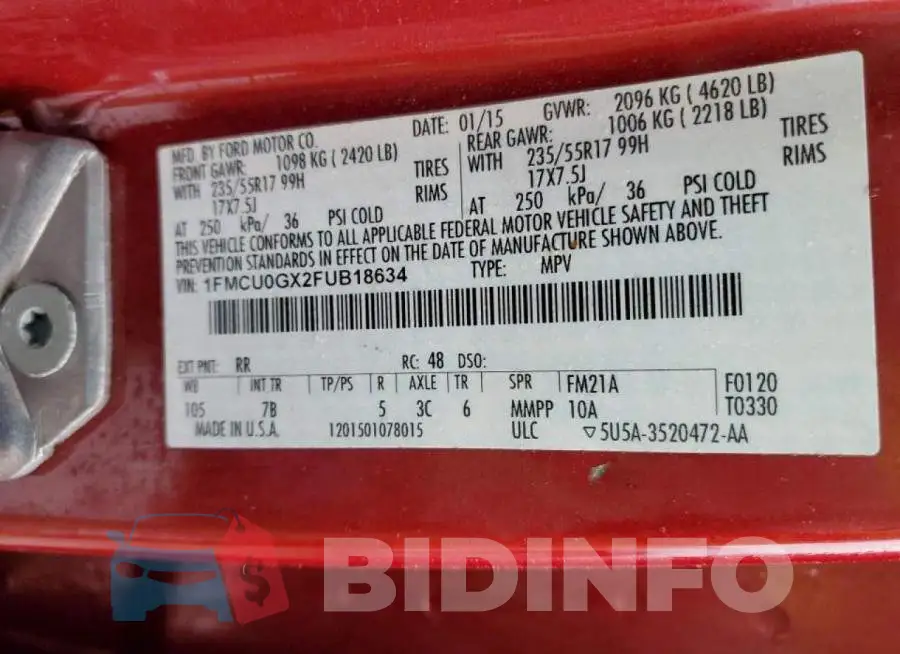 1FMCU0GX2FUB18634 Photo# 13