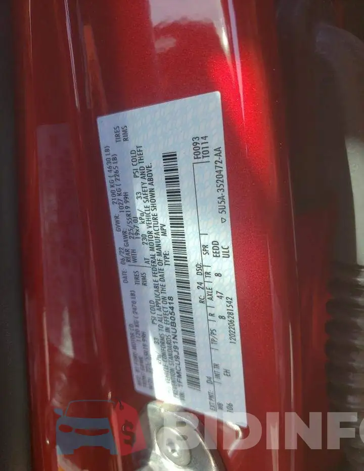 1FMCU9J91NUB05418 Photo# 13