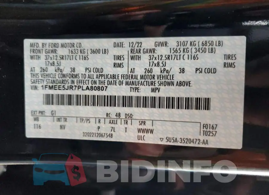 1FMEE5JR7PLA80807 Photo# 12