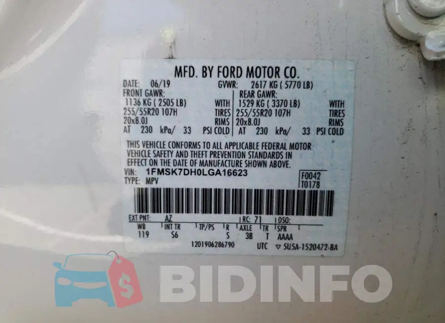 1FMSK7DH0LGA16623 Photo# 12