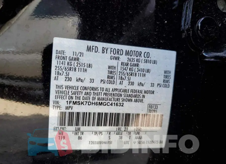 1FMSK7DH6MGC41632 Photo# 14