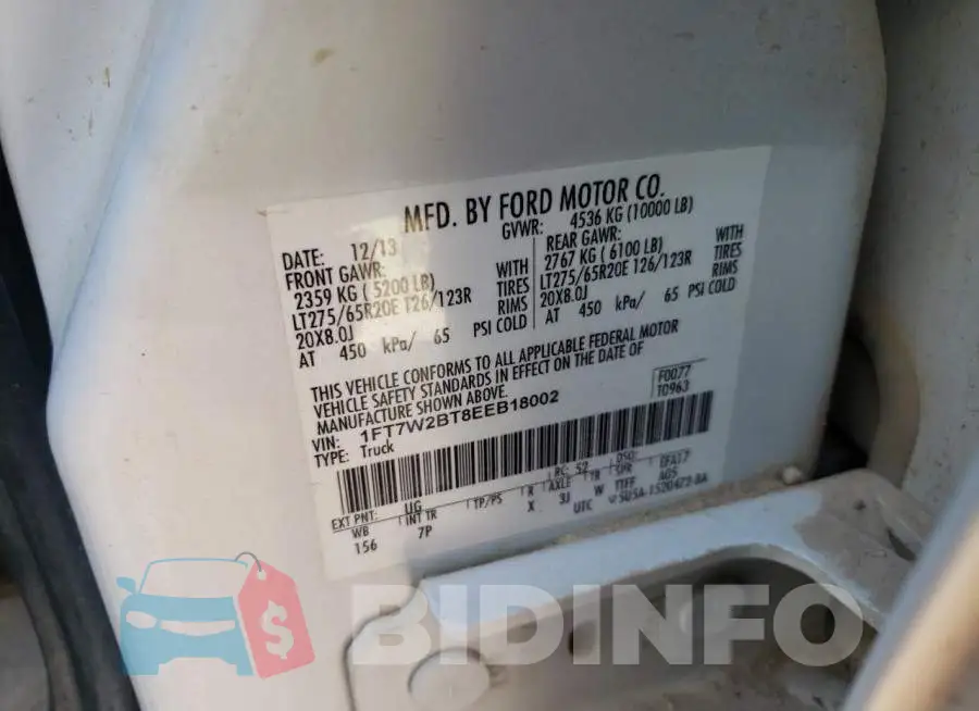 1FT7W2BT8EEB18002 Photo# 12