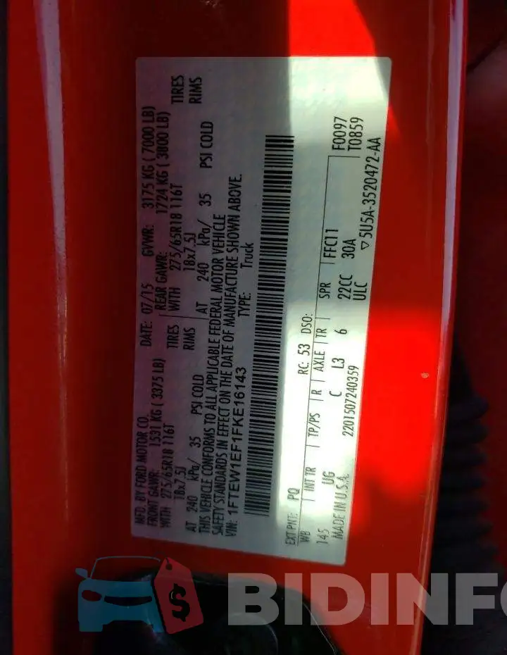 1FTEW1EF1FKE16143 Photo# 12