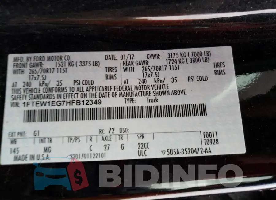 1FTEW1EG7HFB12349 Photo# 12