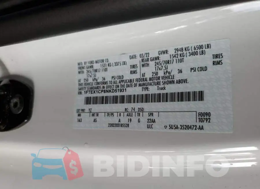 1FTEX1CP8NKD51931 Photo# 12