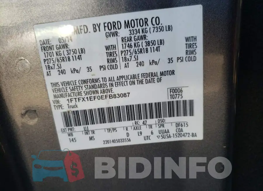 1FTFX1EF0EFB83087 Photo# 12