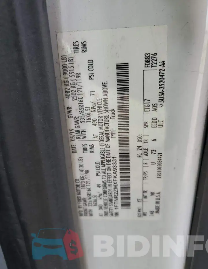 1FTNR2ZMXFKA93331 Photo# 13