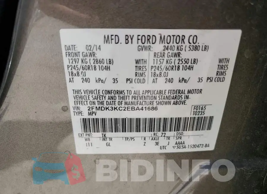 2FMDK3KC2EBA41686 Photo# 10