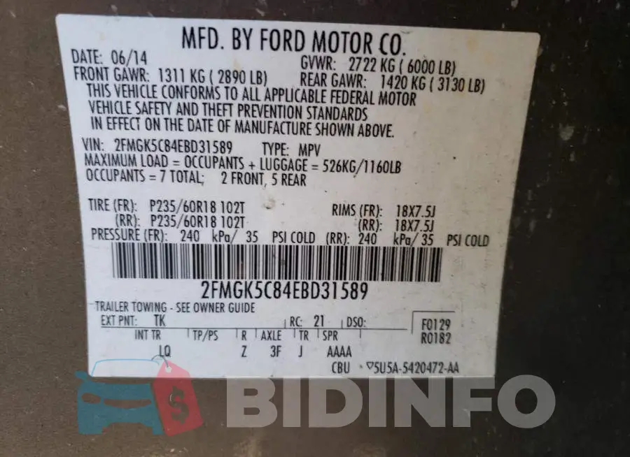 2FMGK5C84EBD31589 Photo# 13