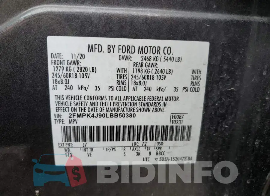 2FMPK4J90LBB50380 Photo# 13