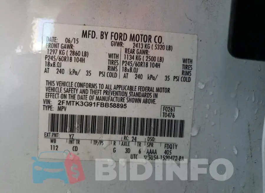 2FMTK3G91FBB58895 Photo# 14
