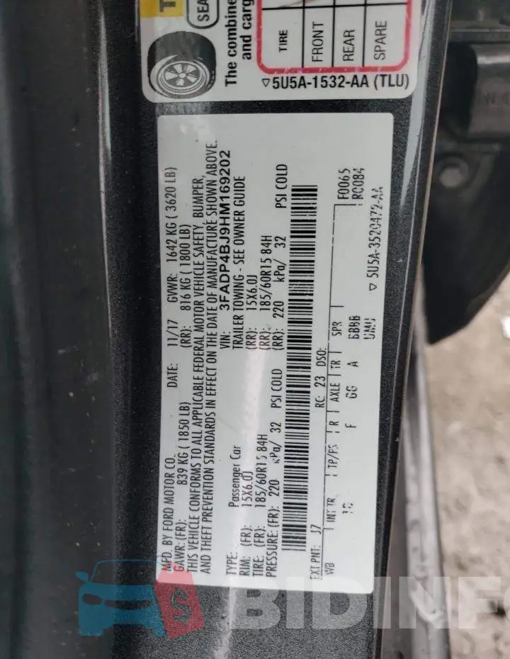 3FADP4BJ9HM169202 Photo# 12