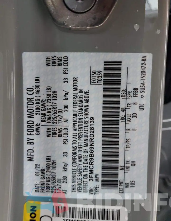 3FMCR9B69NRD28139 Photo# 13