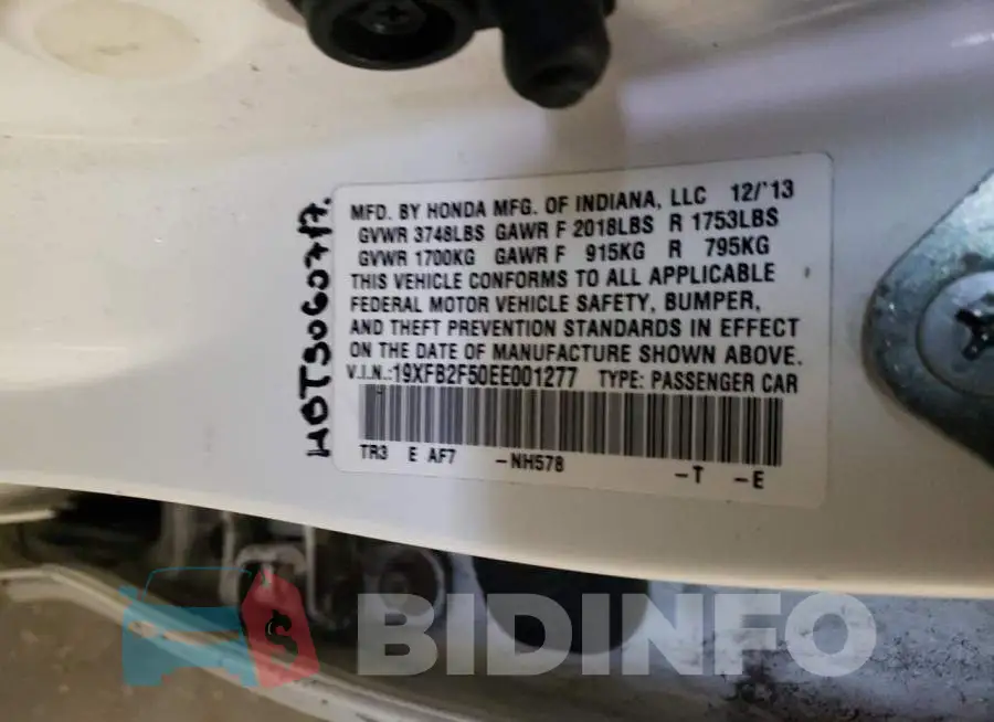 19XFB2F50EE001277 Photo# 12