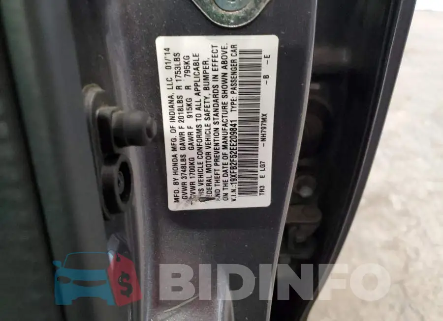 19XFB2F52EE209841 Photo# 13
