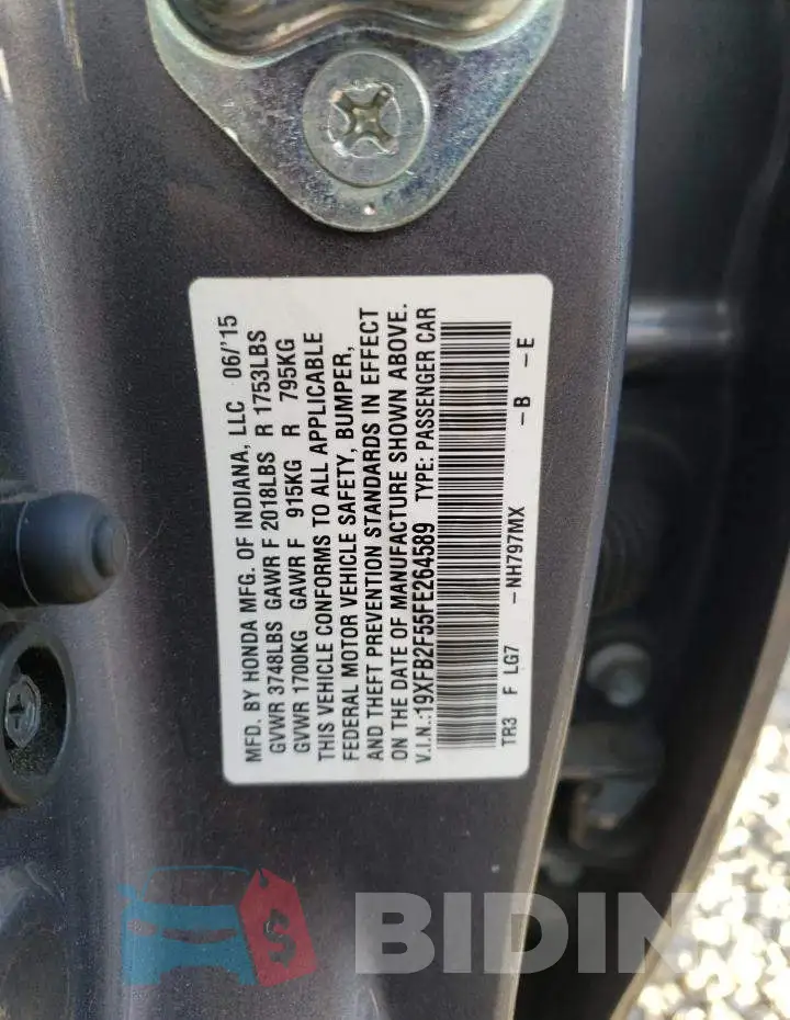 19XFB2F55FE264589 Photo# 12