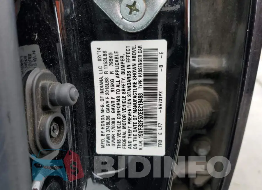 19XFB2F5XEE219498 Photo# 12