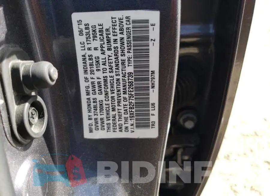 19XFB2F75FE268739 Photo# 12