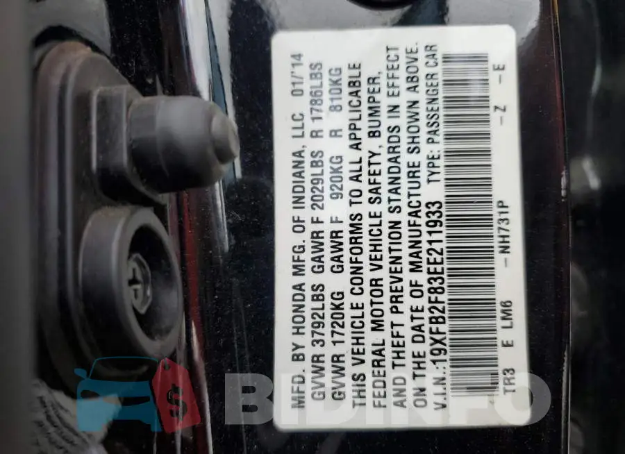 19XFB2F83EE211933 Photo# 10