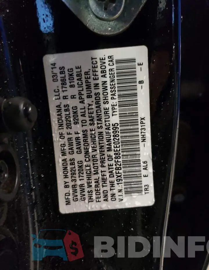 19XFB2F88EE028995 Photo# 13