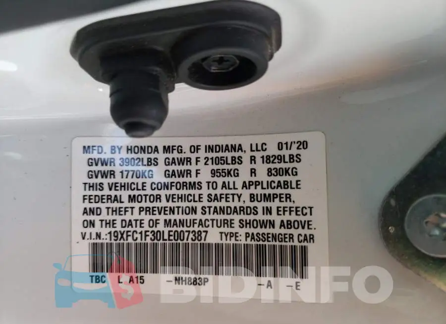 19XFC1F30LE007387 Photo# 12