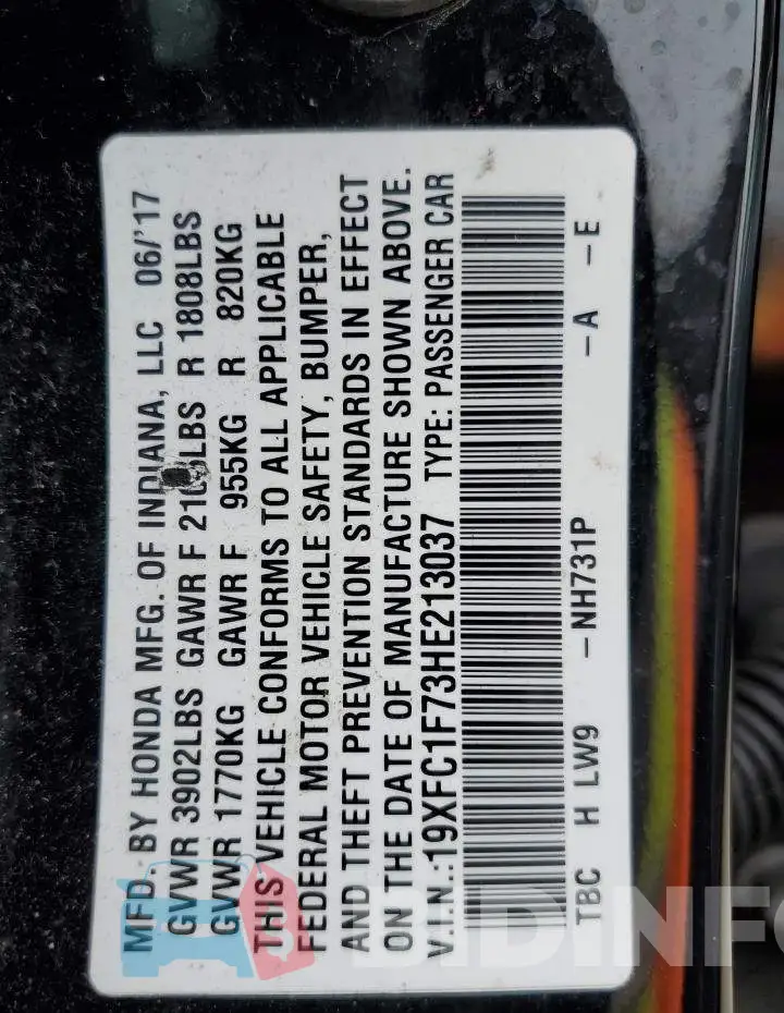 19XFC1F73HE213037 Photo# 12