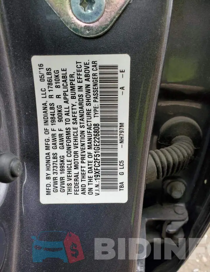 19XFC2F51GE226808 Photo# 12