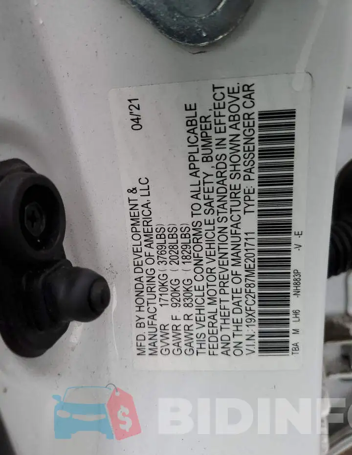 19XFC2F87ME201711 Photo# 12