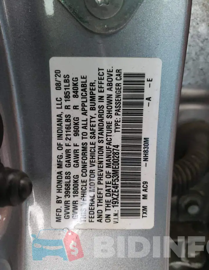 19XZE4F53ME002874 Photo# 12