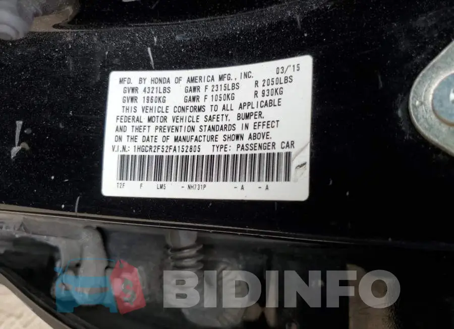 1HGCR2F52FA152805 Photo# 12