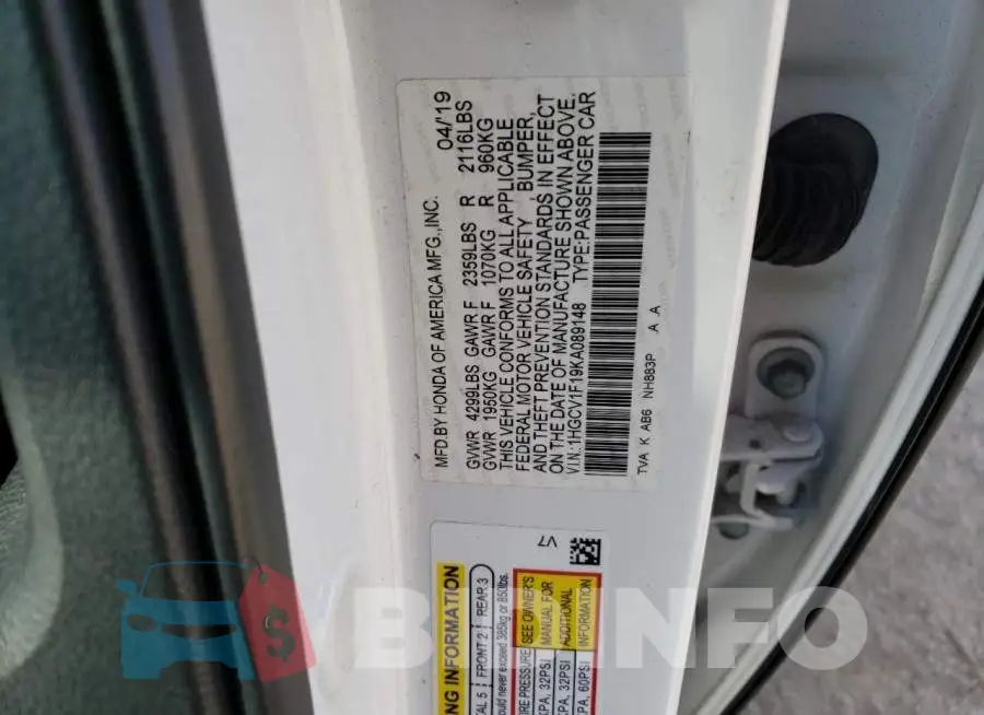 1HGCV1F19KA089148 Photo# 12