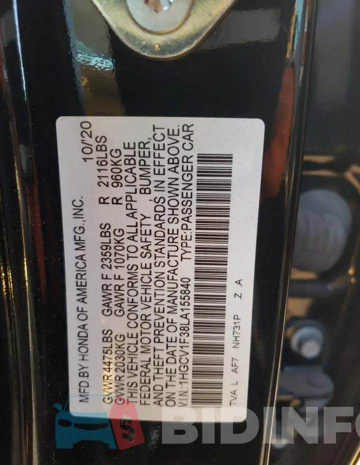 1HGCV1F38LA155840 Photo# 13
