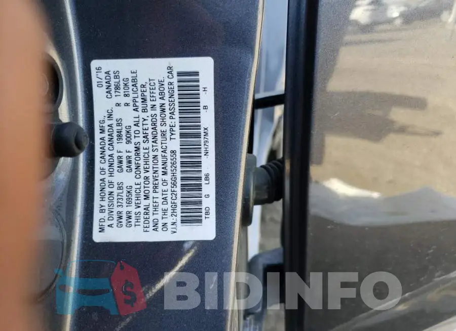 2HGFC2F56GH526558 Photo# 12