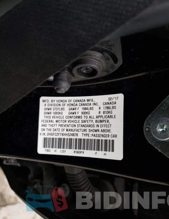 2HGFC2F7XHH524878 Photo# 12