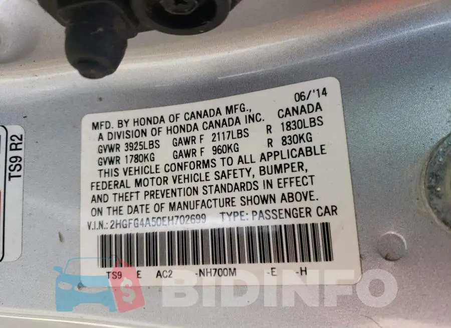 2HGFG4A50EH702699 Photo# 10