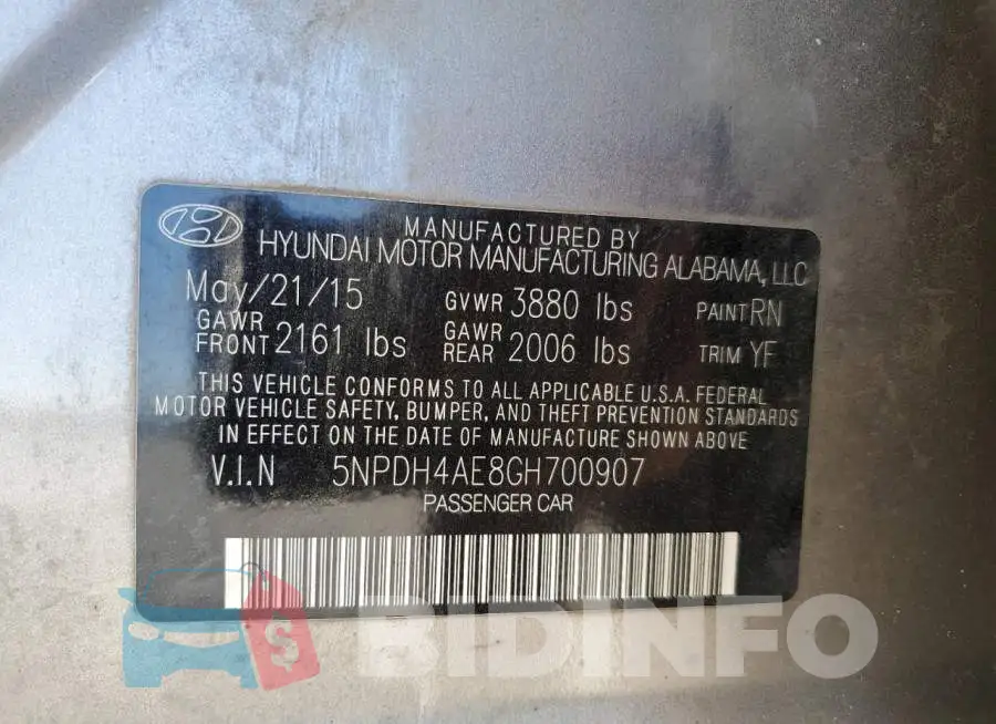 5NPDH4AE8GH700907 Photo# 13