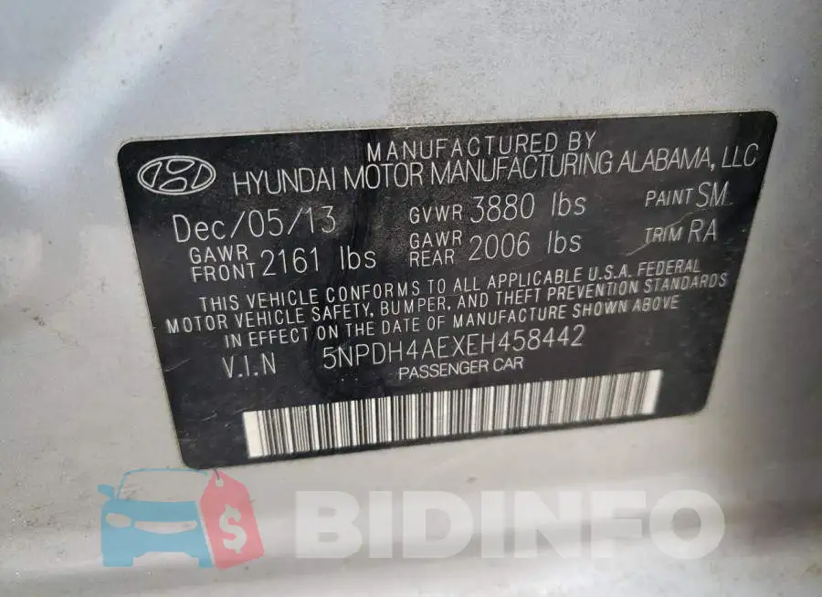 5NPDH4AEXEH458442 Photo# 12