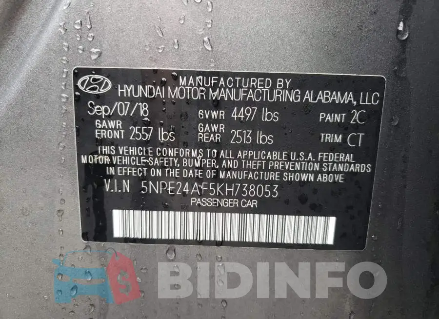 5NPE24AF5KH738053 Photo# 12