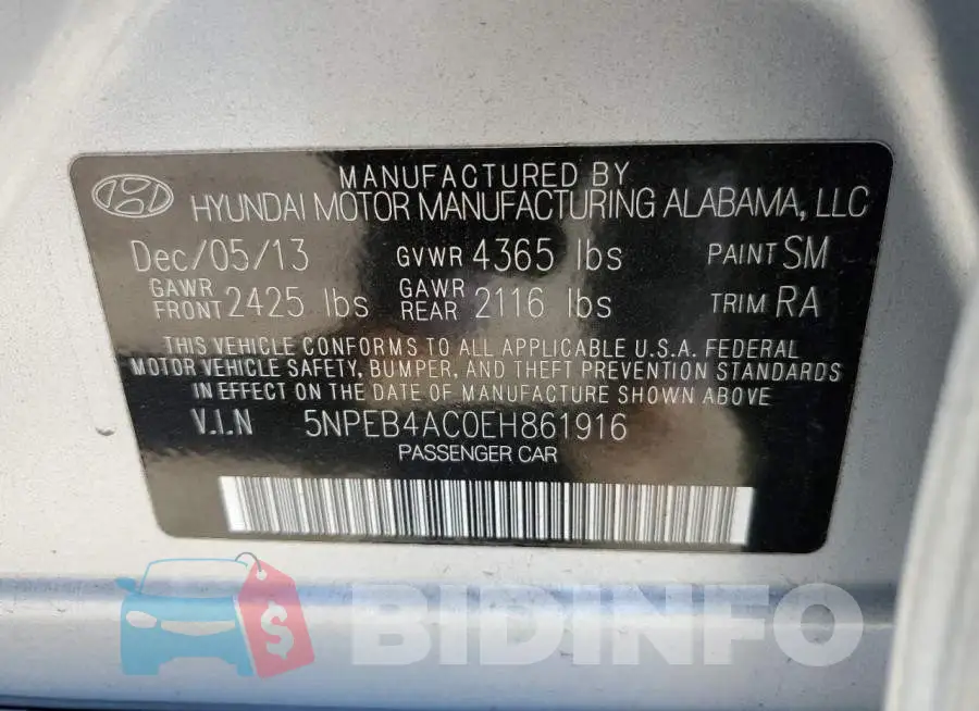 5NPEB4AC0EH861916 Photo# 12