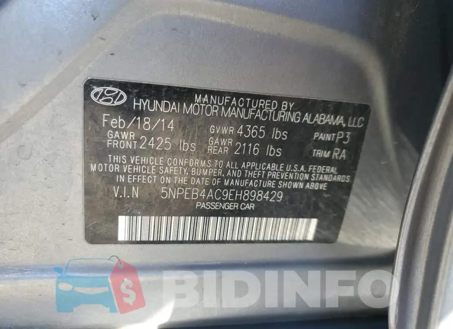 5NPEB4AC9EH898429 Photo# 12