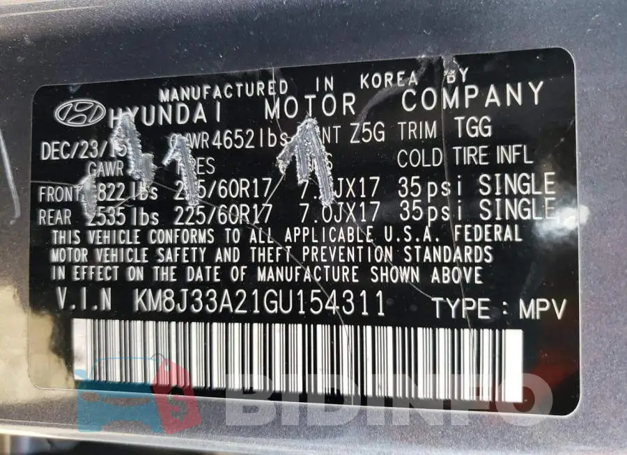 KM8J33A21GU154311 Photo# 13